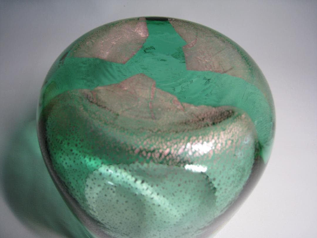 硝子製水指　【義山　切箔　金彩　貝　海松文水指】水崎長寿