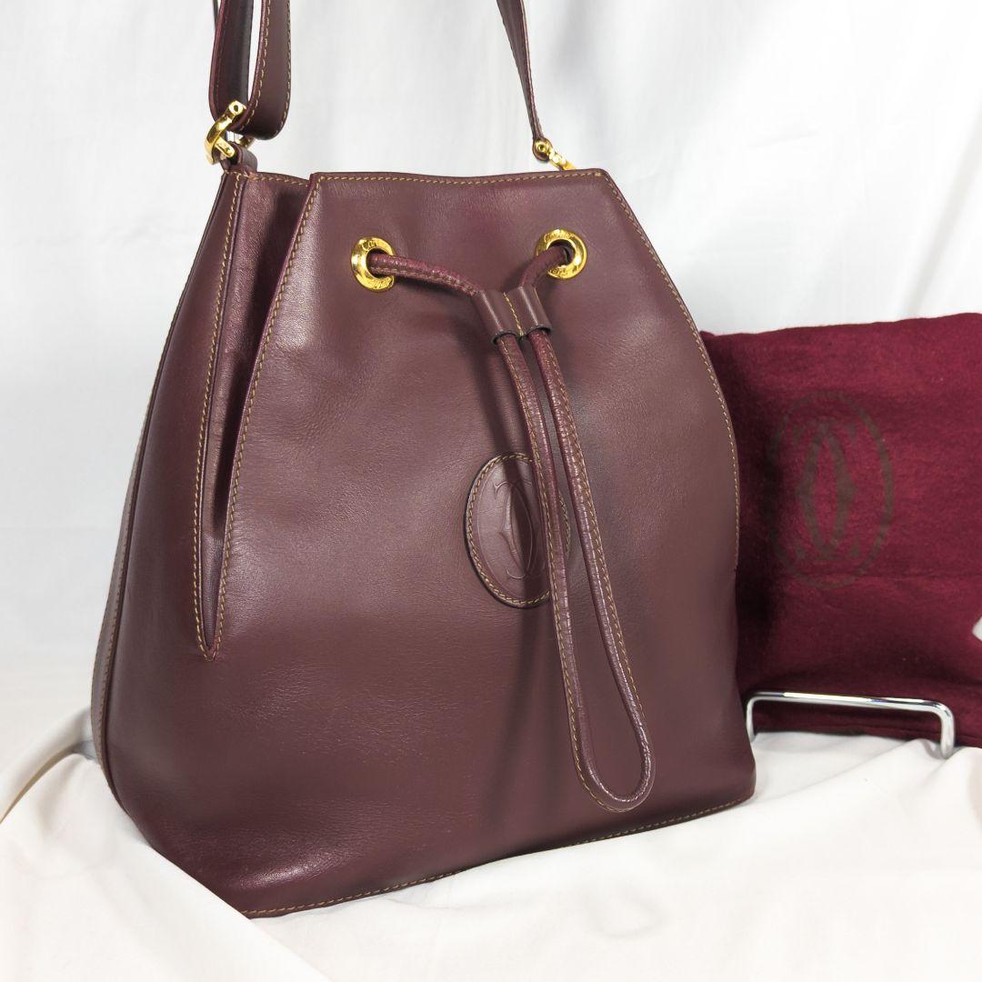 【美品】 カルティエ 巾着バッグ マストライン ワンショルダー カード 保存袋付