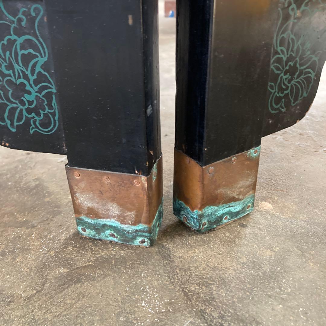 ひ*貨様 高級 天水中国 飛天漆器 螺鈿彫刻 屏風 天然木 4枚 パーテーション