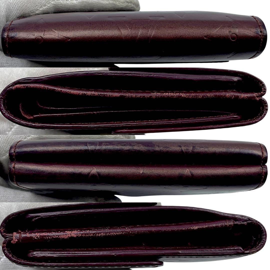 【美品】ルイヴィトン モノグラムマット ワインレッド 三つ折り財布　M65116