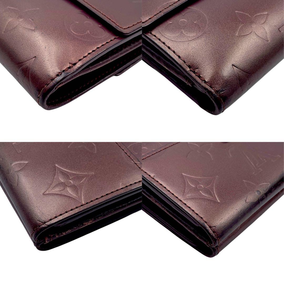 【美品】ルイヴィトン モノグラムマット ワインレッド 三つ折り財布　M65116