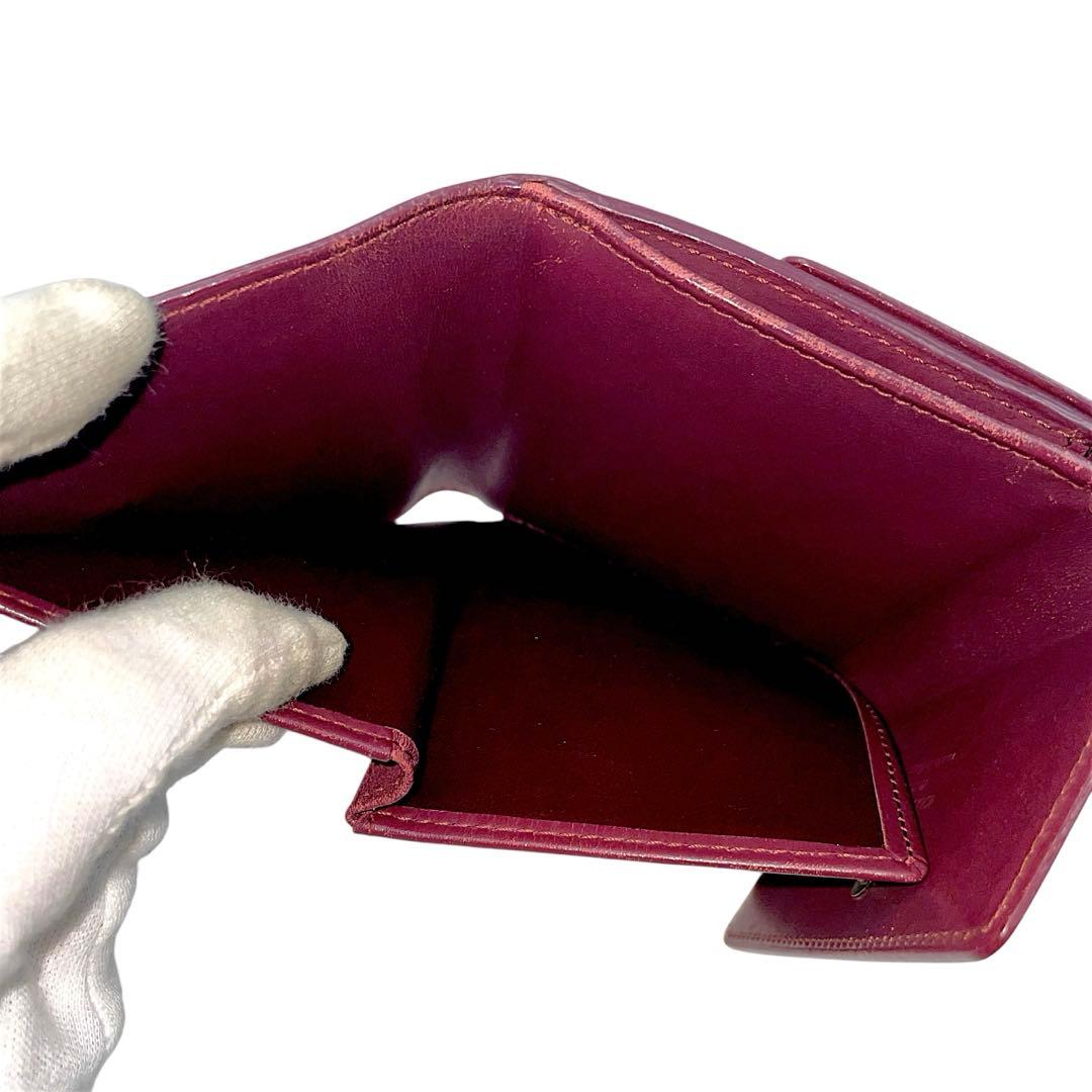 【美品】ルイヴィトン モノグラムマット ワインレッド 三つ折り財布　M65116