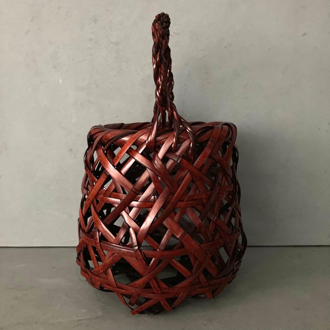 【未使用】花籠 籠花入 かやごもり 花器 茶道具 37cm×24cm