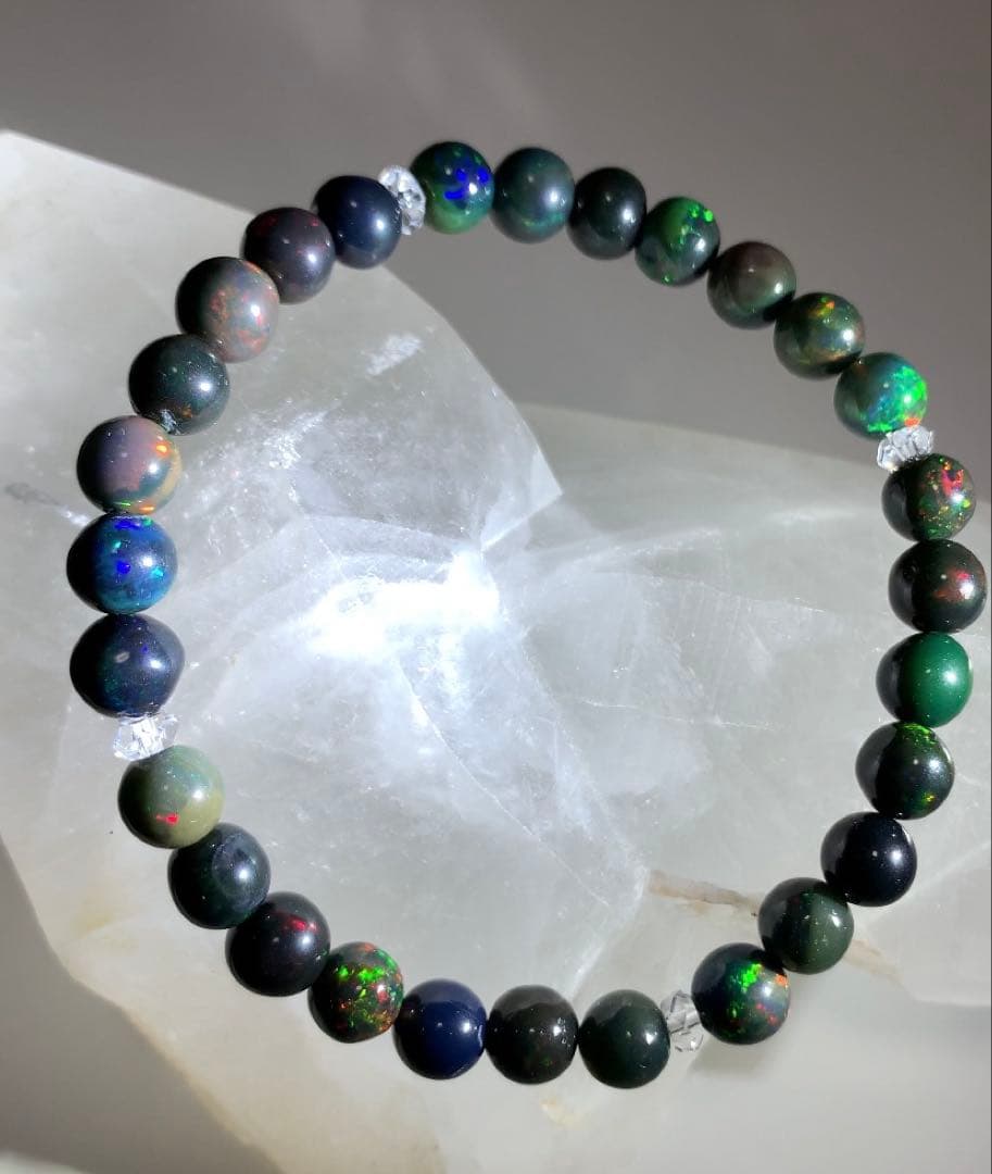 ★にい様★ ★希少石★ ブラックオパール　ブレスレット