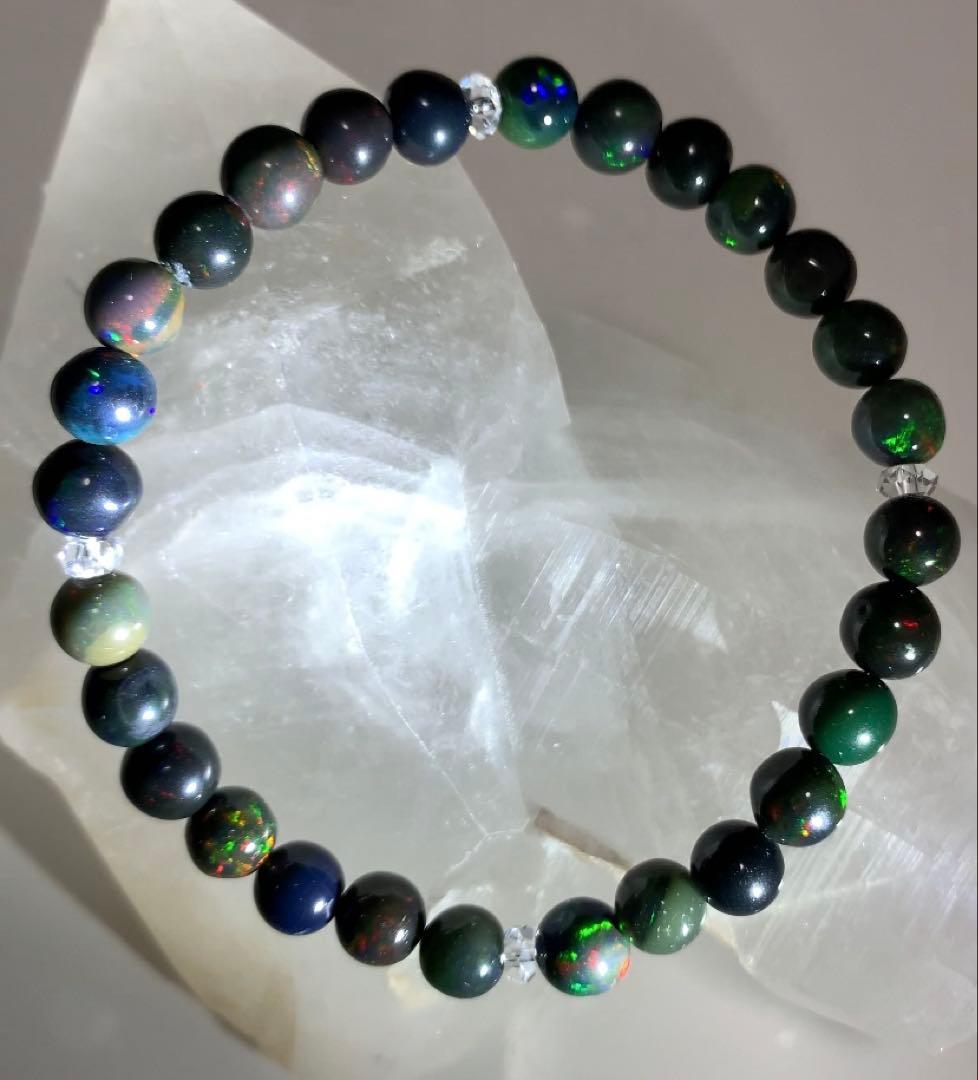 ★にい様★ ★希少石★ ブラックオパール　ブレスレット