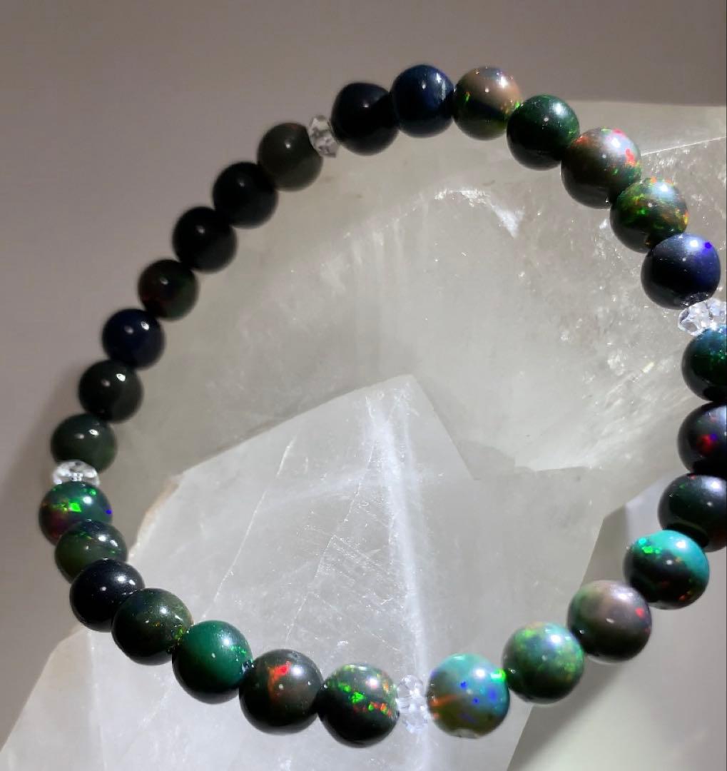 ★にい様★ ★希少石★ ブラックオパール　ブレスレット