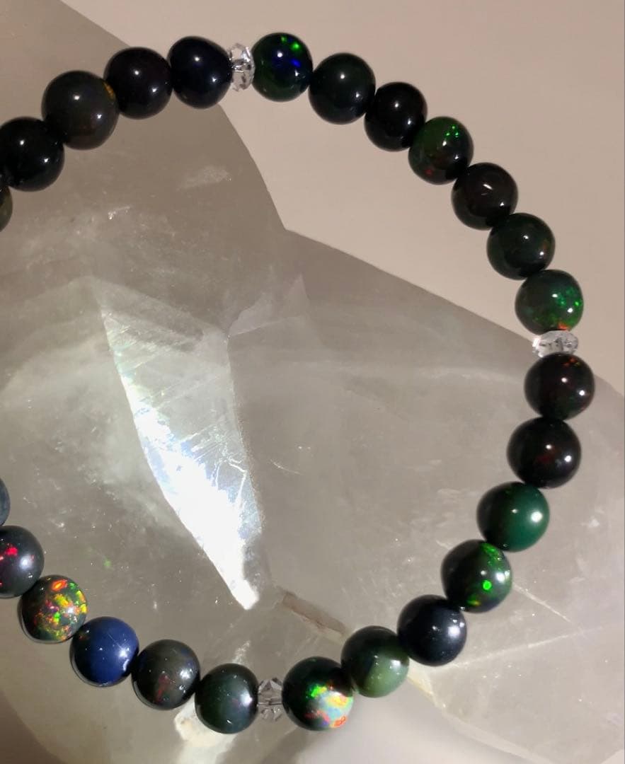 ★にい様★ ★希少石★ ブラックオパール　ブレスレット