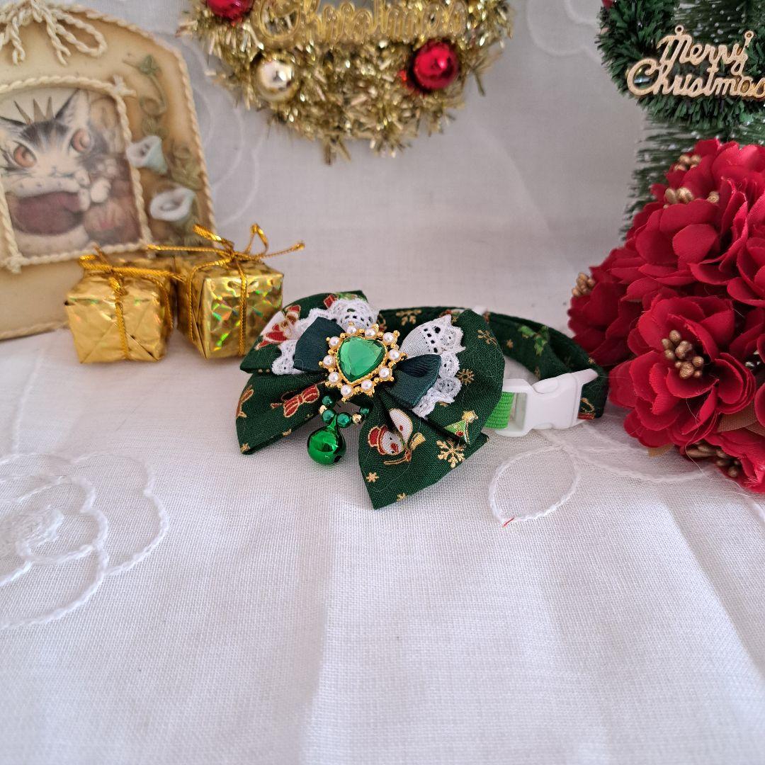 クリスマスシリーズ(緑サンタ&雪だるま)わんちゃん猫ちゃん用首輪