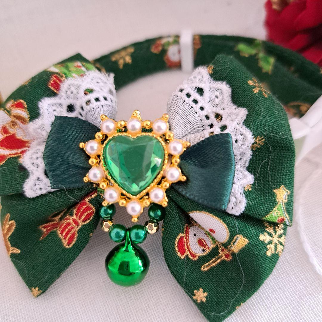 クリスマスシリーズ(緑サンタ&雪だるま)わんちゃん猫ちゃん用首輪