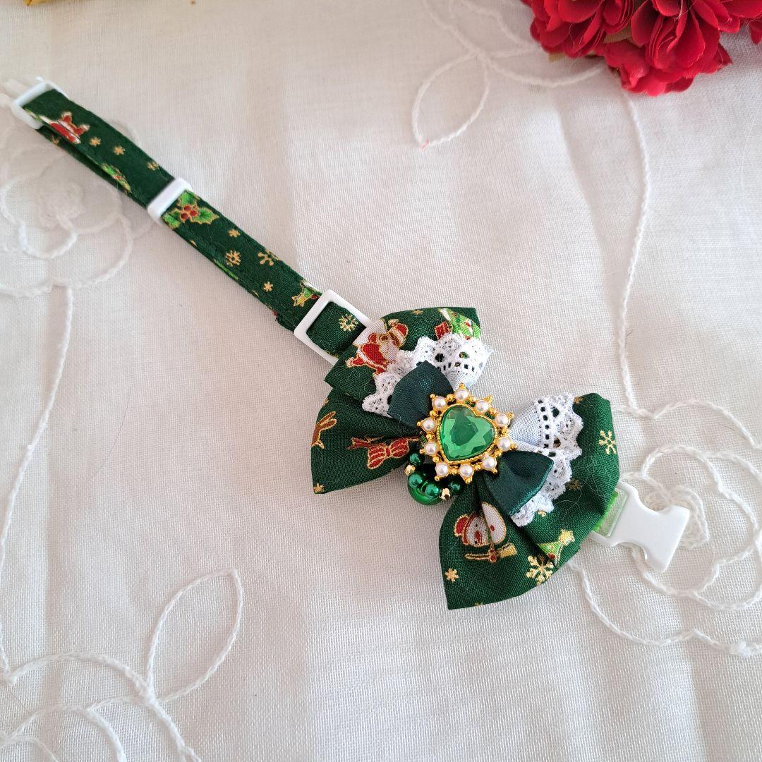 クリスマスシリーズ(緑サンタ&雪だるま)わんちゃん猫ちゃん用首輪