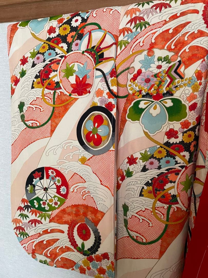 新品　未使用　希少　正絹　着物　七五三　お宮参り　しぼり　しつけ付き　女子　和柄