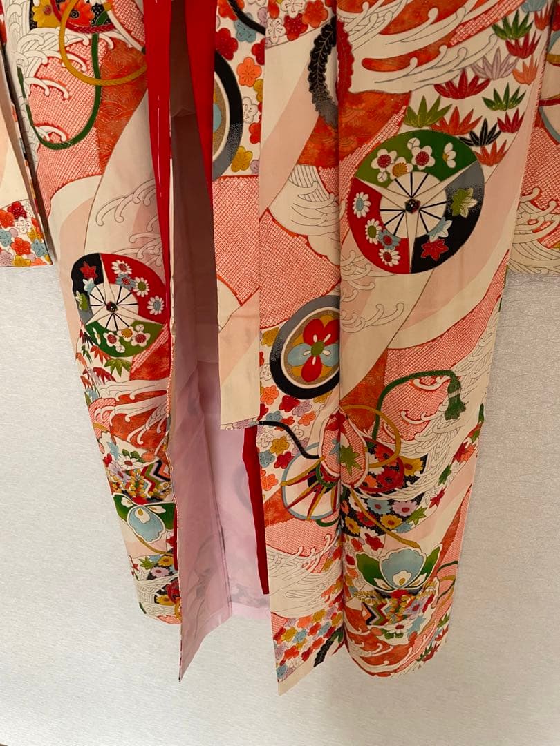 新品　未使用　希少　正絹　着物　七五三　お宮参り　しぼり　しつけ付き　女子　和柄