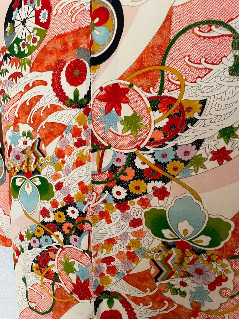 新品　未使用　希少　正絹　着物　七五三　お宮参り　しぼり　しつけ付き　女子　和柄