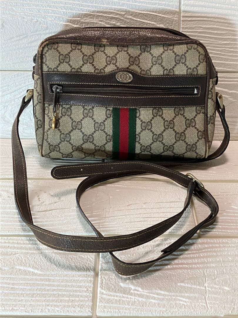 【訳あり】 GUCCIグッチ GG柄ショルダーバッグ ブラウン