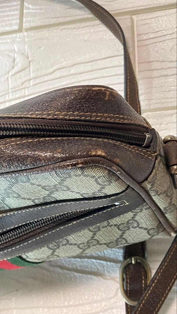 【訳あり】 GUCCIグッチ GG柄ショルダーバッグ ブラウン