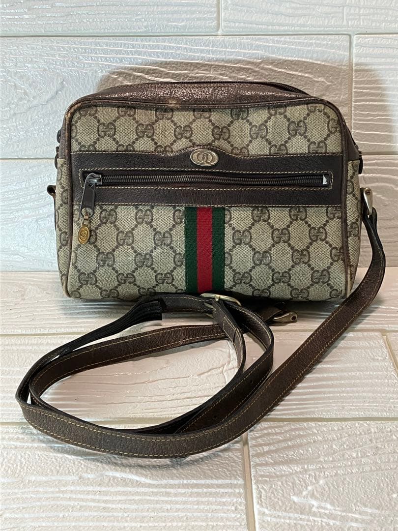 【訳あり】 GUCCIグッチ GG柄ショルダーバッグ ブラウン