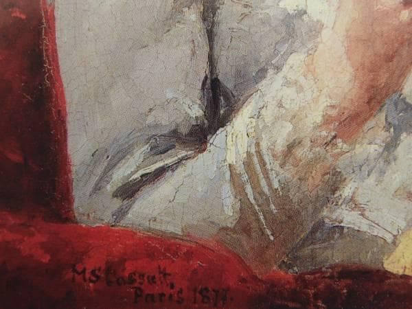 カサット、刺繍するメアリ・エリソン、希少画集画、新品額装付