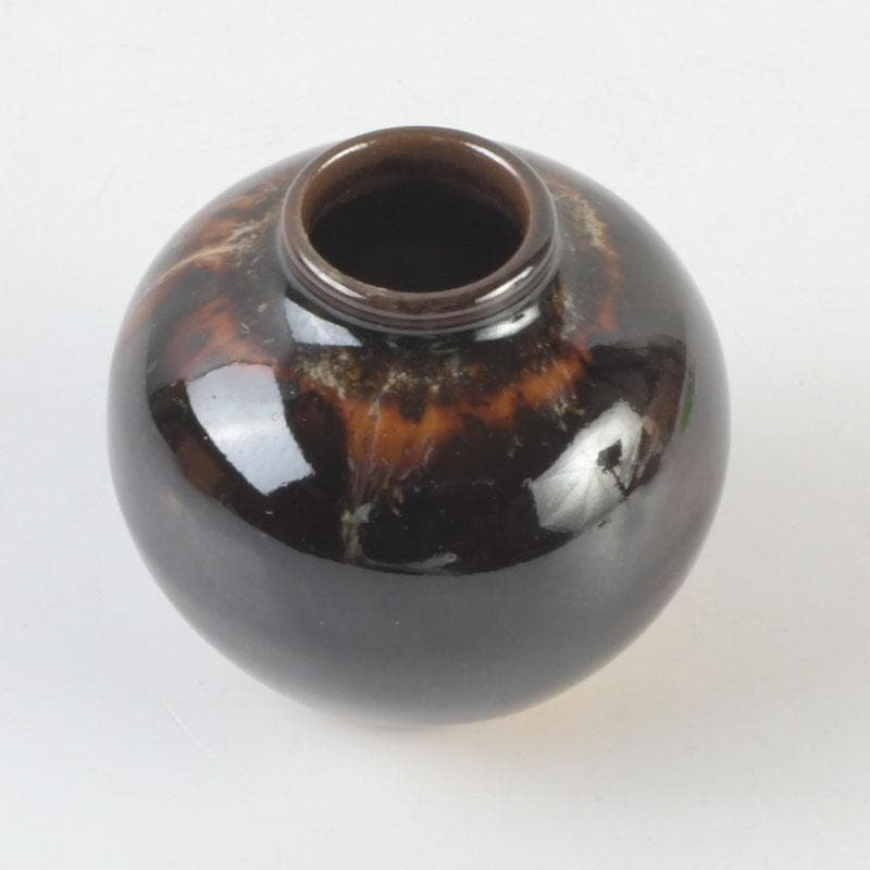 茶道具　瀬戸焼　桶谷定一造　文琳茶入　仕覆付　共箱　V　9501