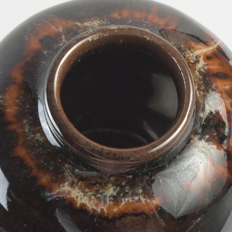 茶道具　瀬戸焼　桶谷定一造　文琳茶入　仕覆付　共箱　V　9501