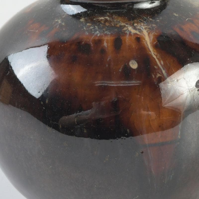 茶道具　瀬戸焼　桶谷定一造　文琳茶入　仕覆付　共箱　V　9501