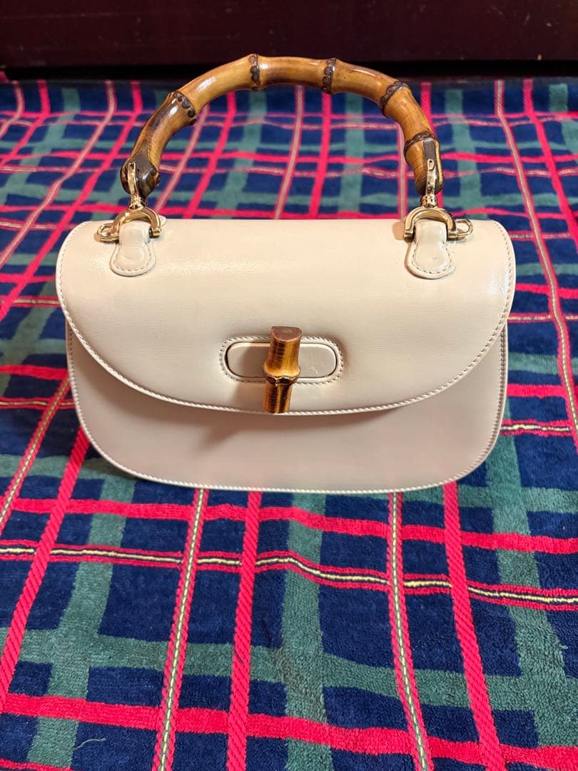 グッチ オールドグッチ バンブーミニ ハンドバッグ レザーアイボリー