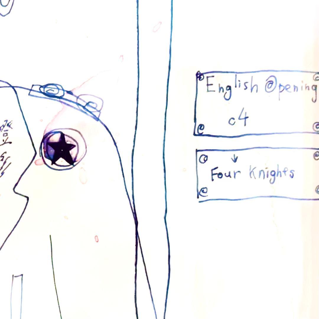 《ひとりでチェスをする探偵》絵画