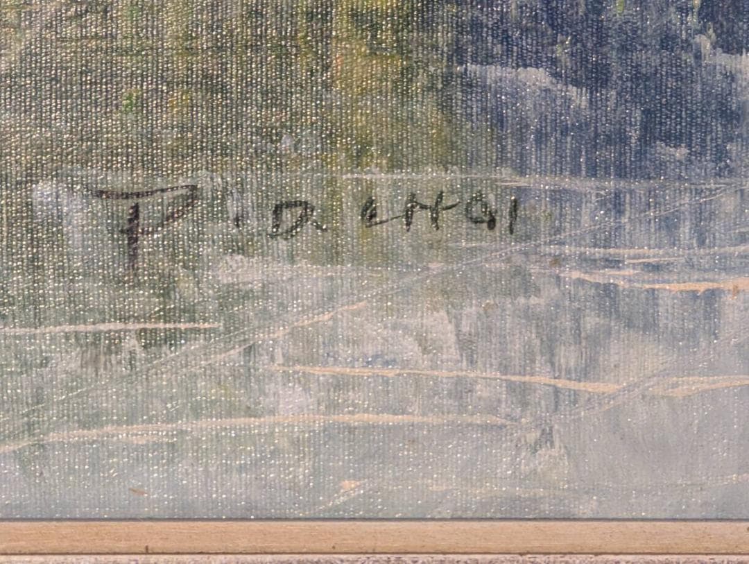 【真作】絵画　油彩10号　ヨーロッパ都市情景　印象派風　静謐なる風景画　X139