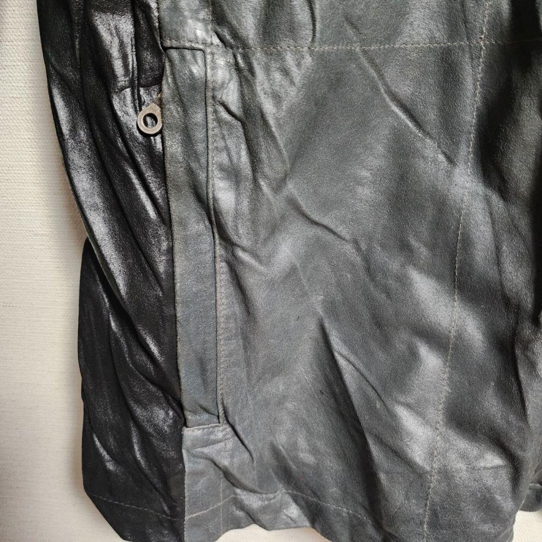 アディダス レザージャケット ライダースジャケット スタンドカラー 本革 L