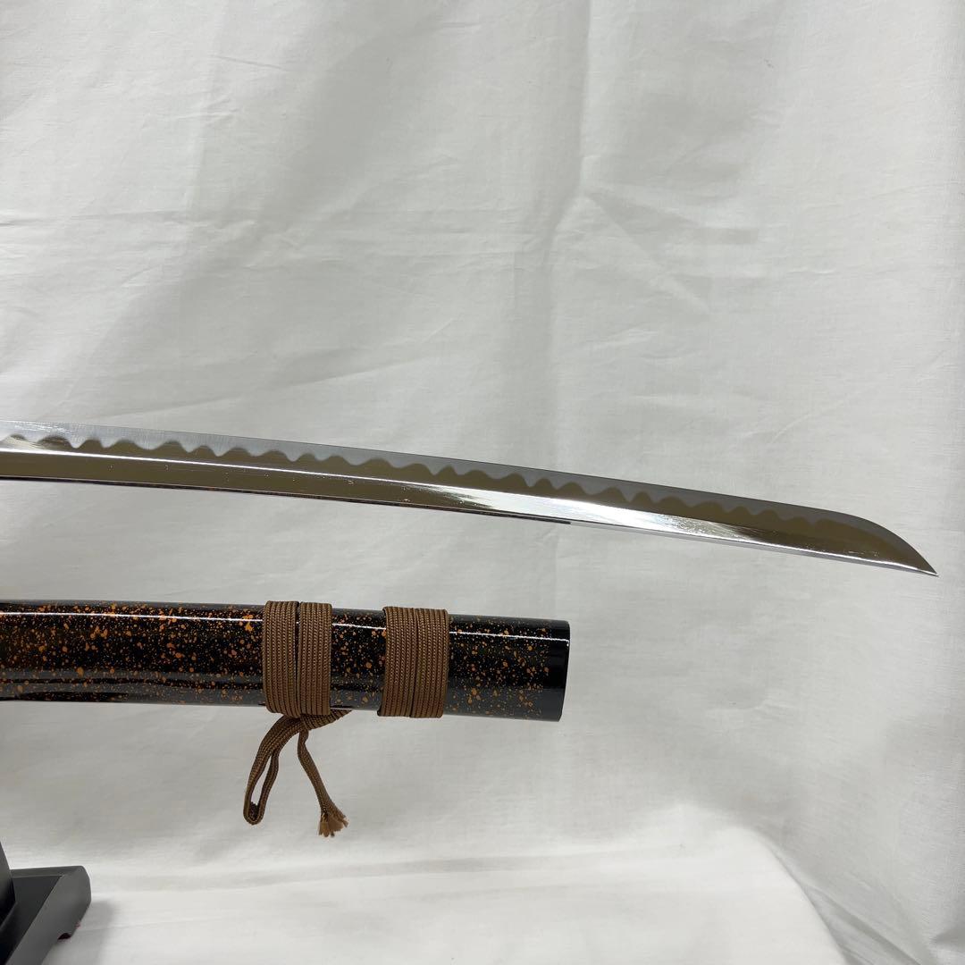 模造刀 二本差し 太刀 脇差 龍鍔 透かし 梨地塗 鞘 互の目 刃紋 高級
