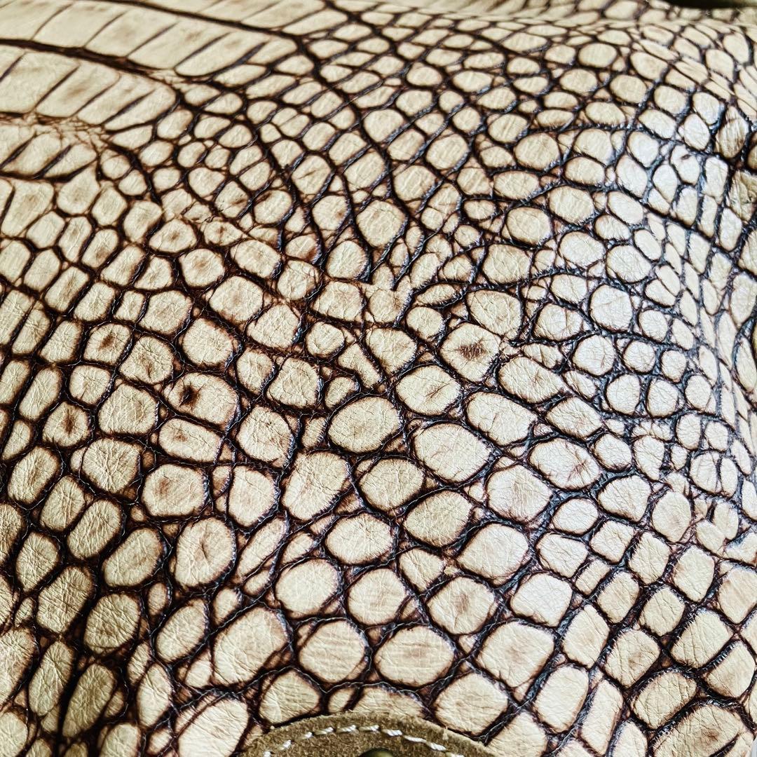 美品✨イタリア製 本革クロコ型押し 肩掛けトートバッグ ショルダーバッグ A4可