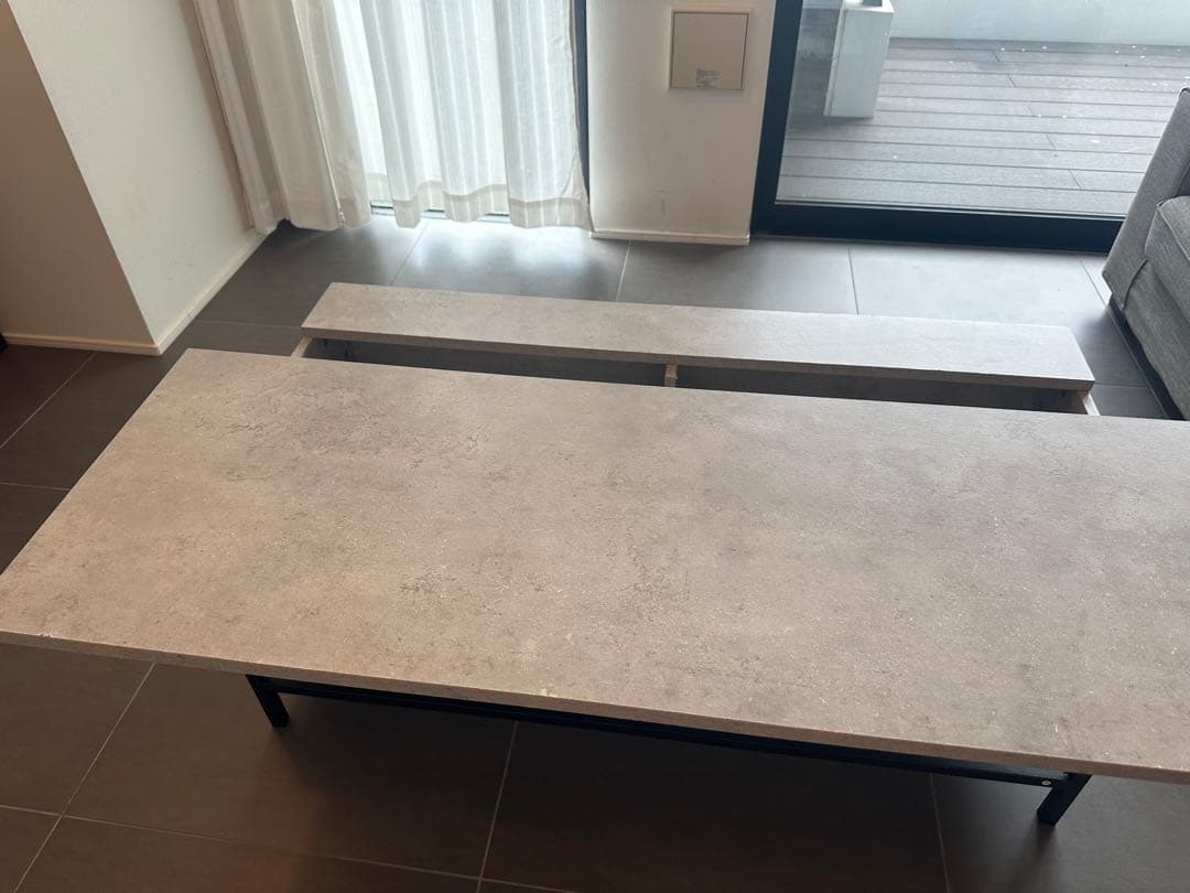 リ*サ様 【美品】昇降式テーブル/ストーングレー