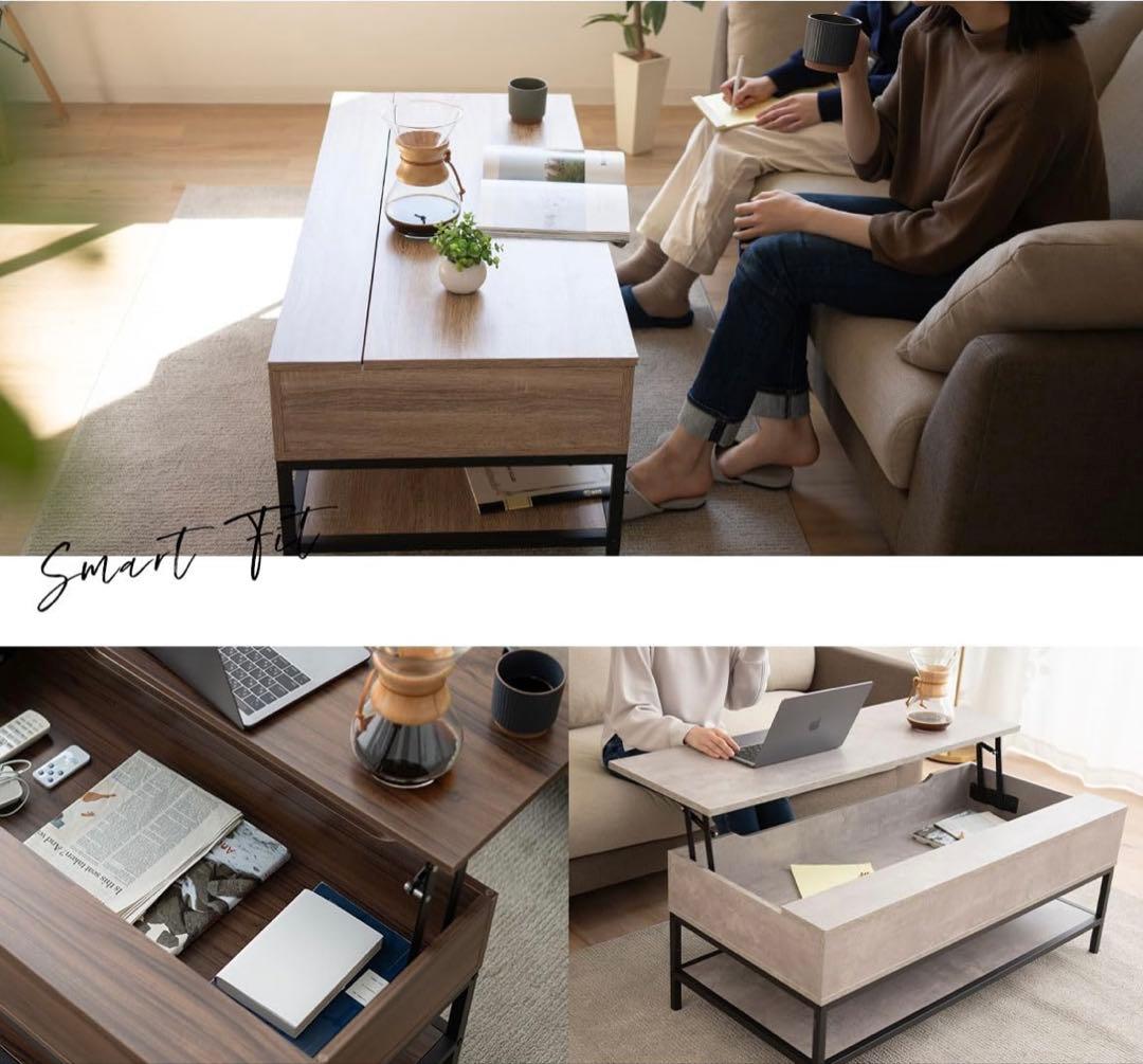 リ*サ様 【美品】昇降式テーブル/ストーングレー