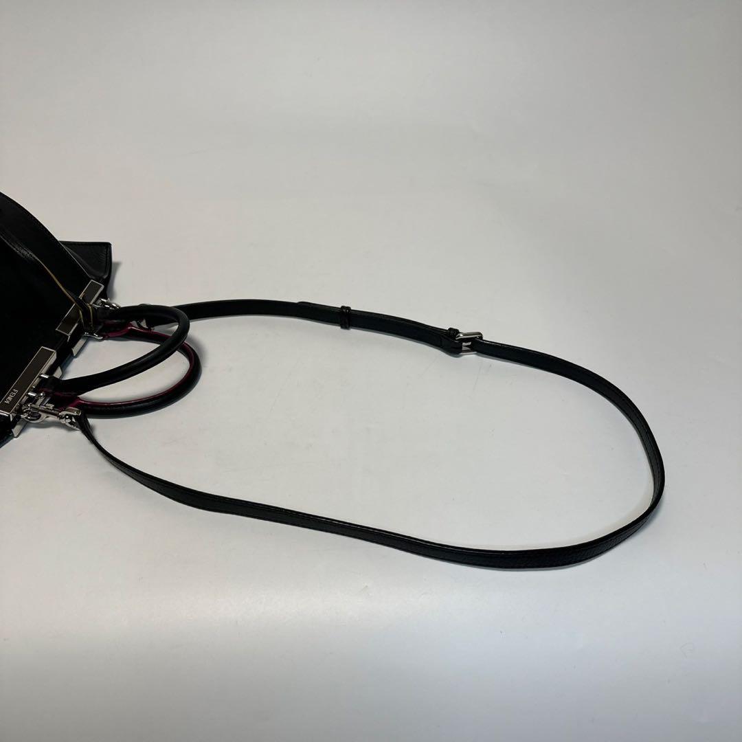 k18【極美品】保存袋付　フェンディプチトロワジュール 黒　2wayショルダー.