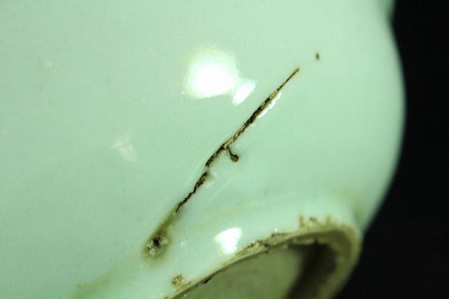 唐物 古染付 青花 青菜紋 皿 十件揃 虫喰い 中国(K-A408)