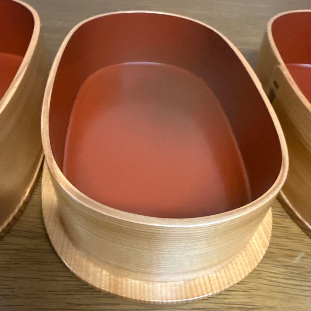 秋田　曲げわっぱ　未使用　弁当箱 朱塗　2段重ね