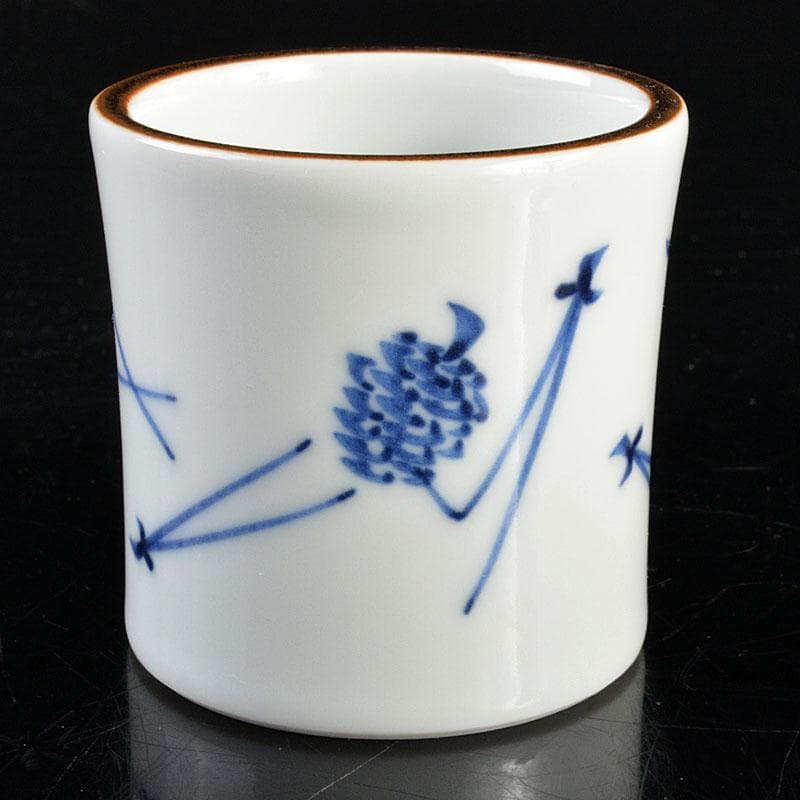 茶道具　真葛焼　宮川香斎作　染付　松葉文　蓋置　共箱　V　4582