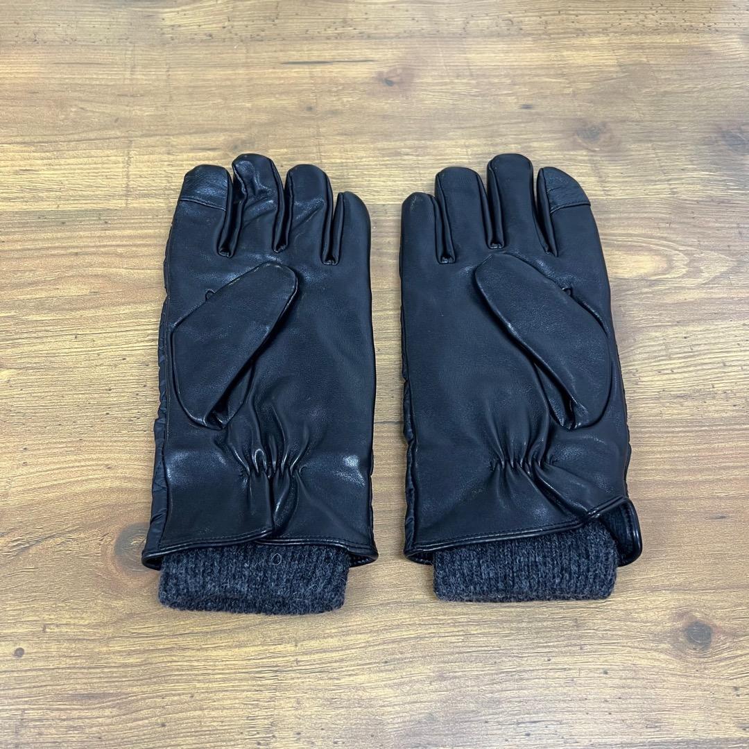 ポロラルフローレン リブニットキルティングナイロンレザー切替グローブ手袋