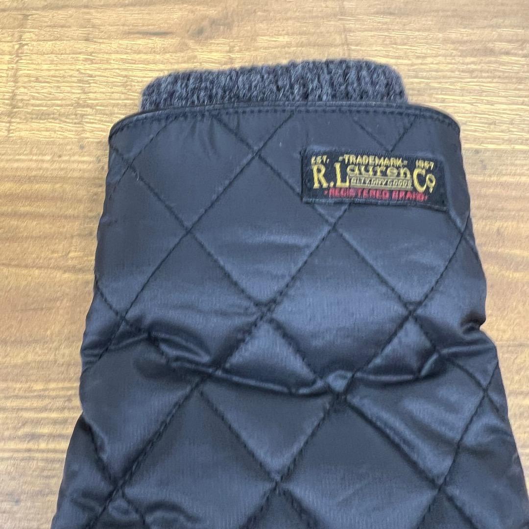 ポロラルフローレン リブニットキルティングナイロンレザー切替グローブ手袋