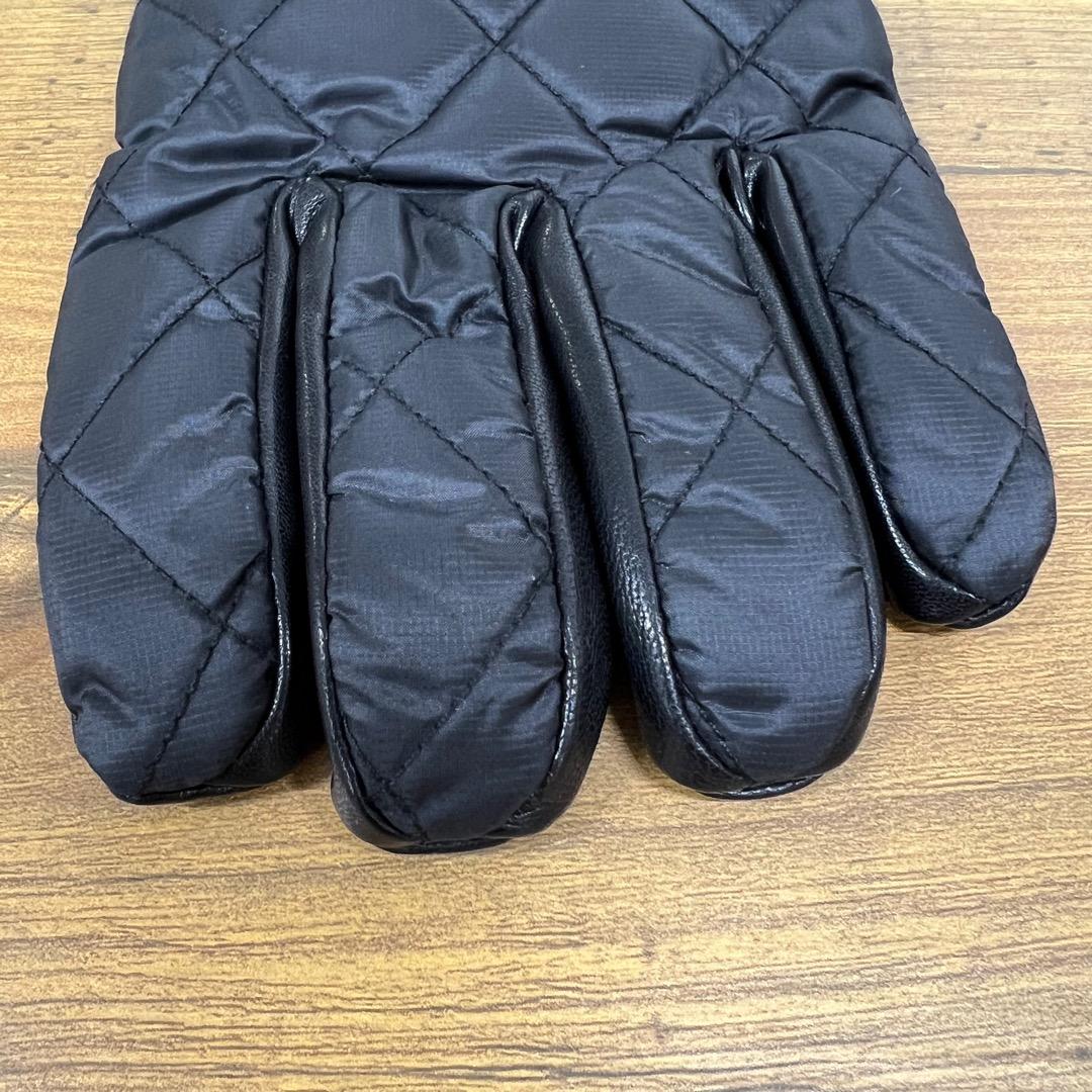 ポロラルフローレン リブニットキルティングナイロンレザー切替グローブ手袋