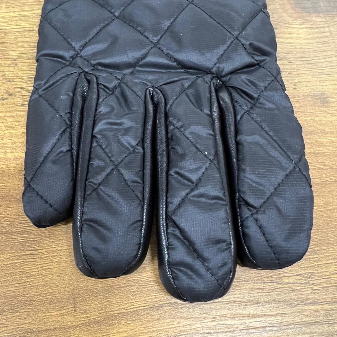 ポロラルフローレン リブニットキルティングナイロンレザー切替グローブ手袋