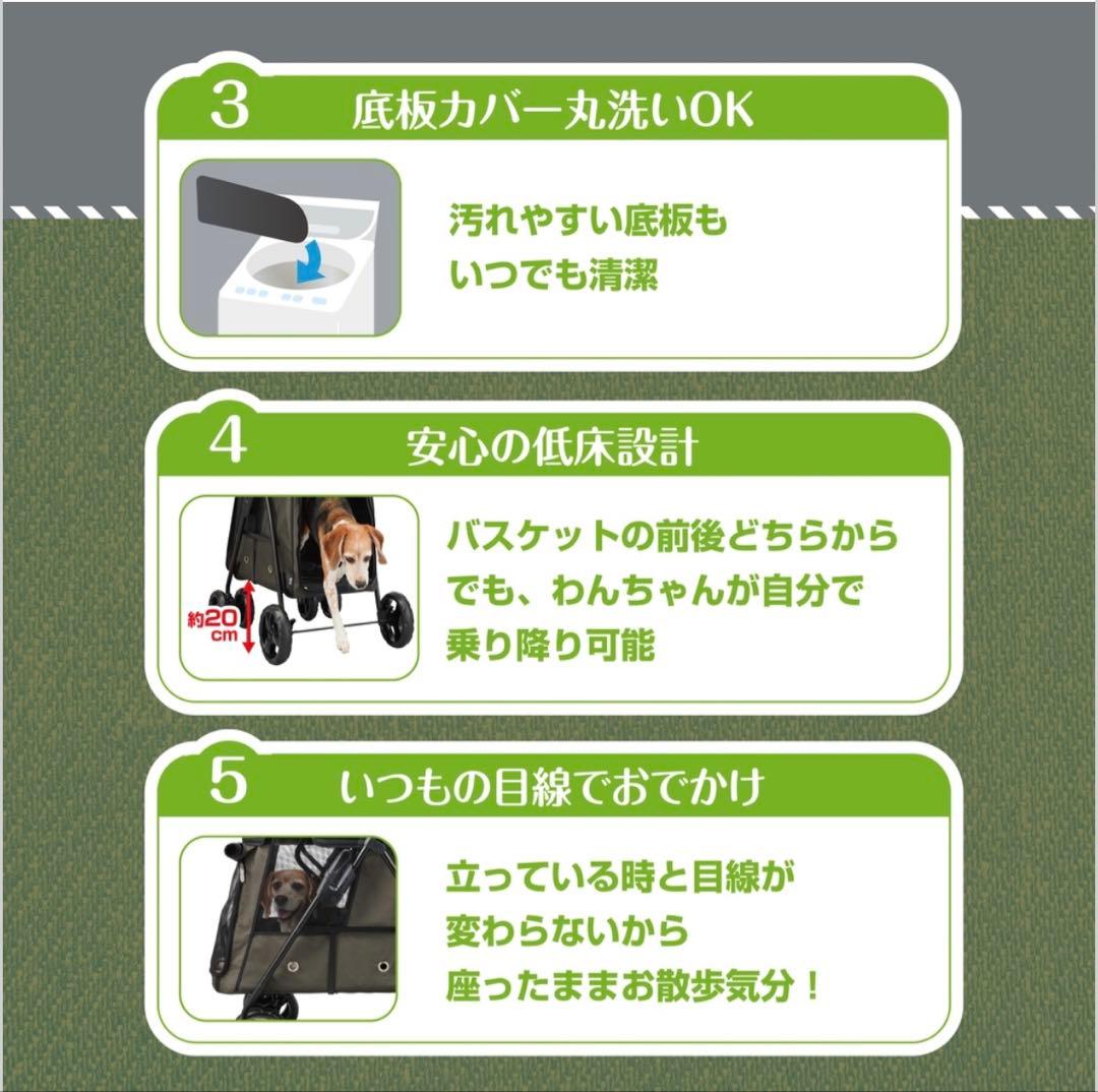 お出かけに便利GEX いつでも一緒わんわんカート中型犬用モスグリーン　【未開封】