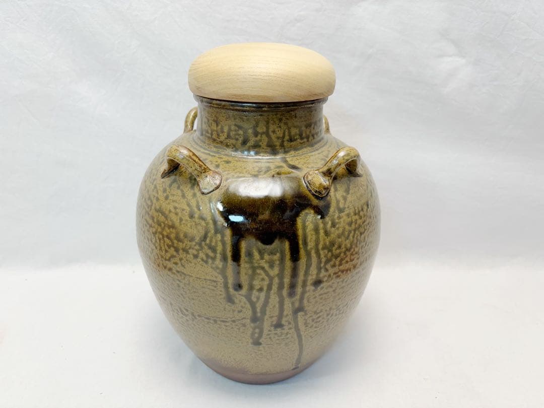 ほぼ未使用 茶道具 尾中窯 市野克明作 丹波焼 茶壺 飾壺 陶印 共箱