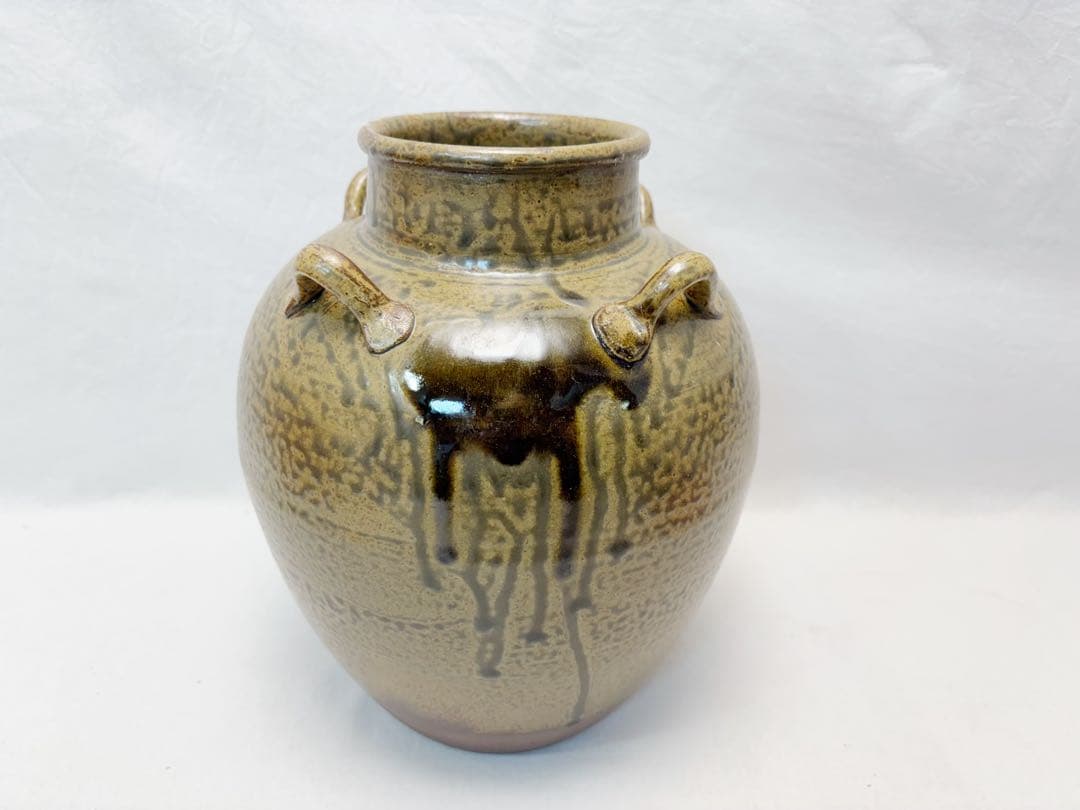 ほぼ未使用 茶道具 尾中窯 市野克明作 丹波焼 茶壺 飾壺 陶印 共箱