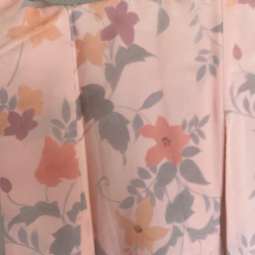 小紋 ピンク系花柄 着物