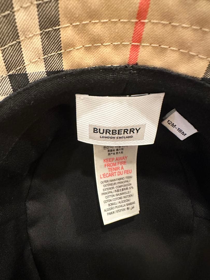 バーバリー BURBERRY キッズ 帽子 バケットハット 12M〜18M