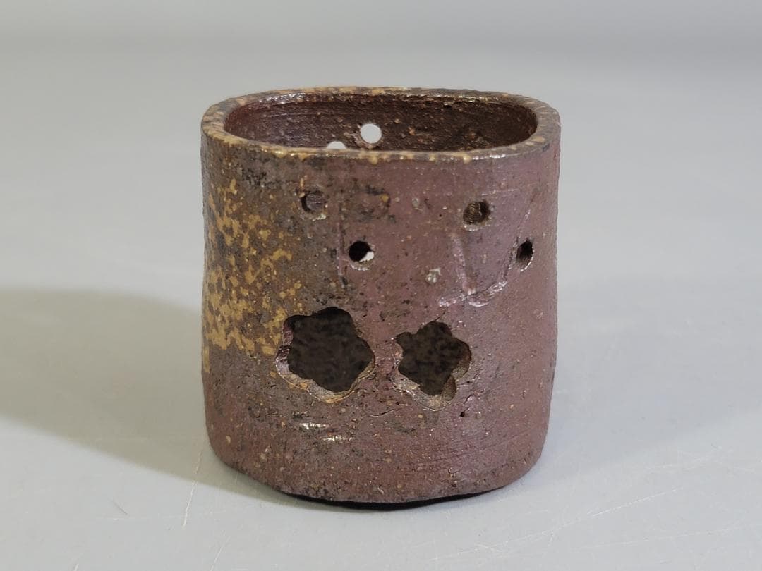 金重陶陽作 備前 茶巾筒 道明識箱 DT419