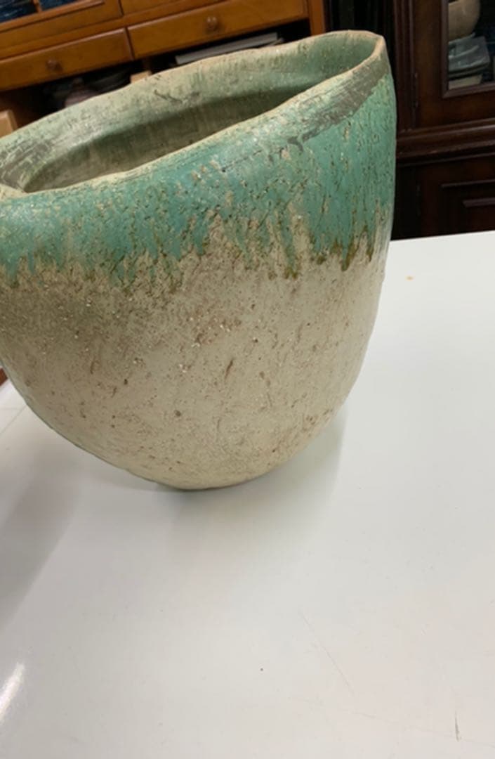 つくばい　ガーデニング　庭　オブジェ　メダカ　金魚　殿白窯　民芸陶器　手作り