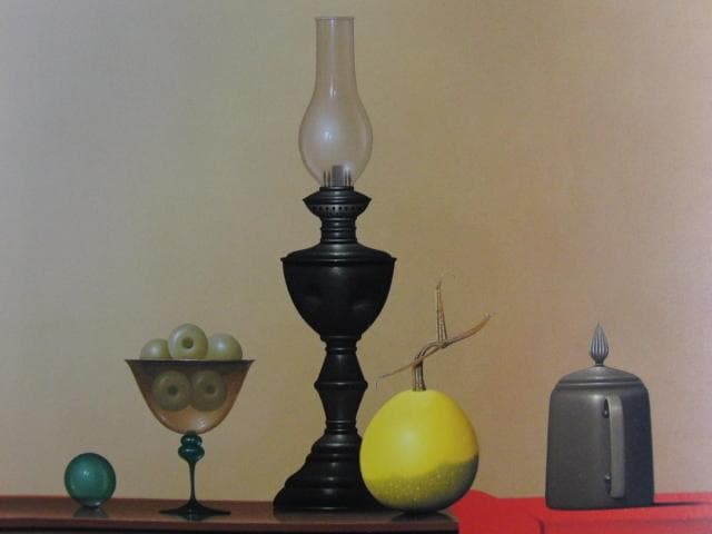 大竹山規　「ランプのある静物」、希少画集より、状態良好、新品高級額装付