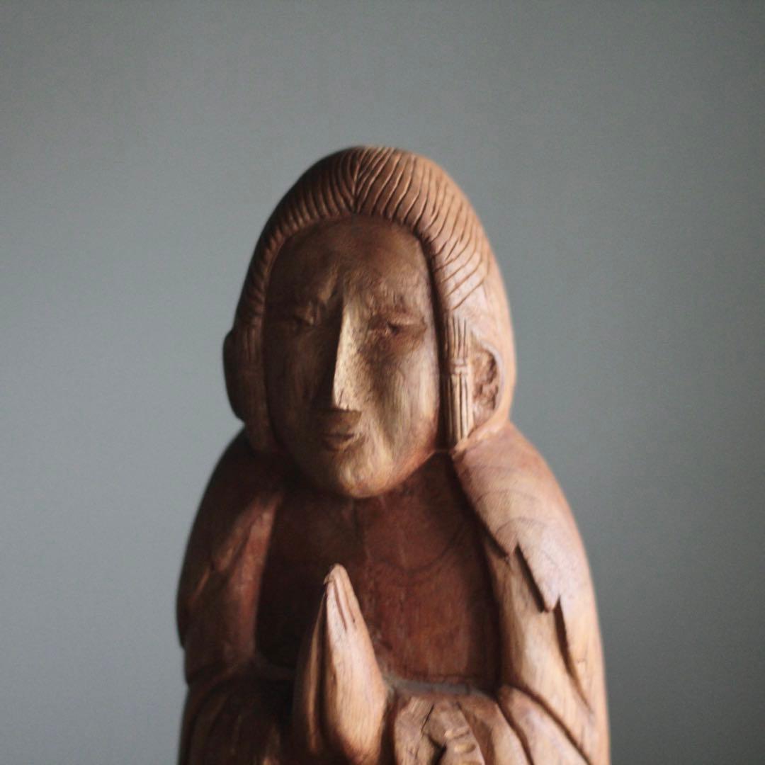木彫 祈りの像 古道具 民衆仏 アンティーク オブジェ アイヌ？