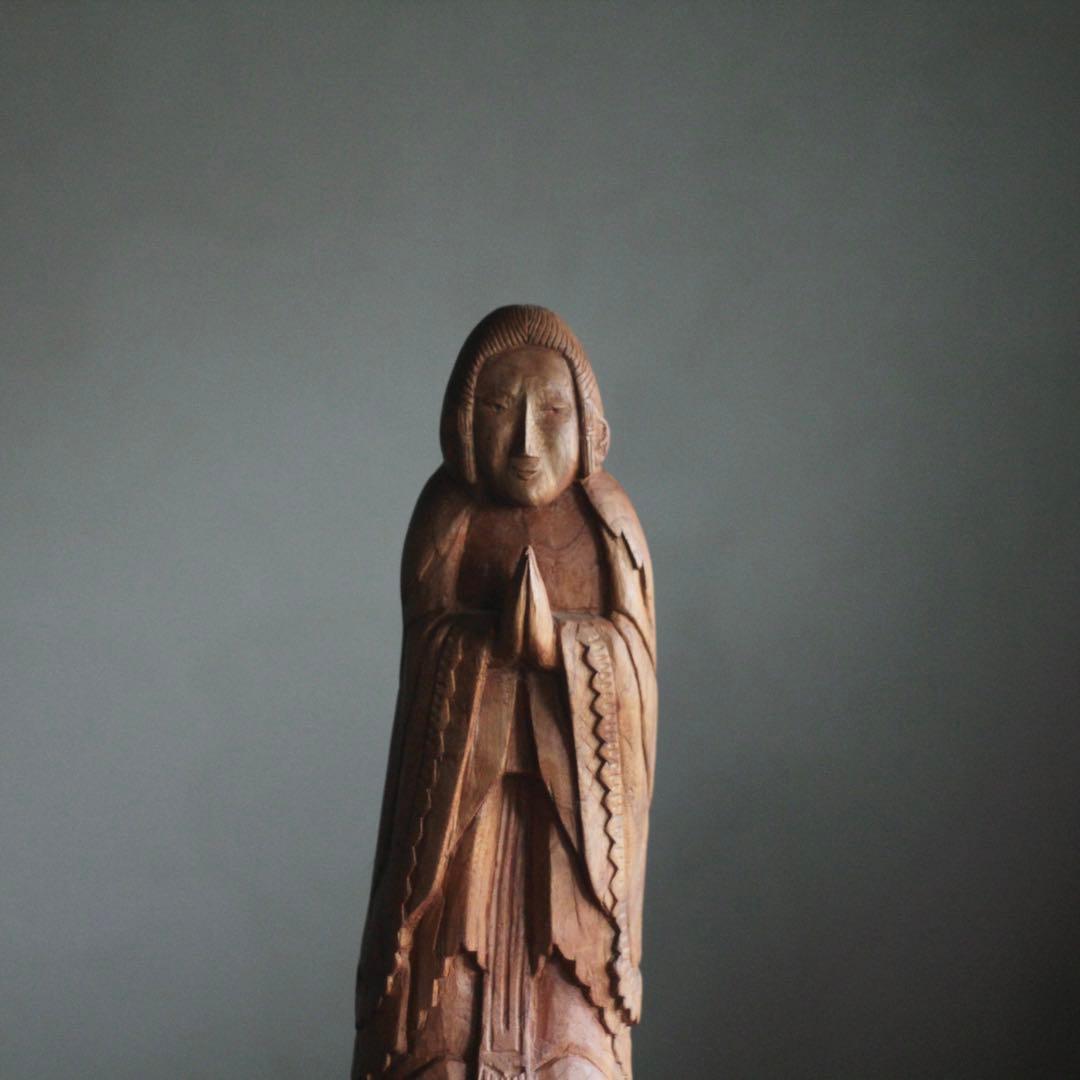 木彫 祈りの像 古道具 民衆仏 アンティーク オブジェ アイヌ？